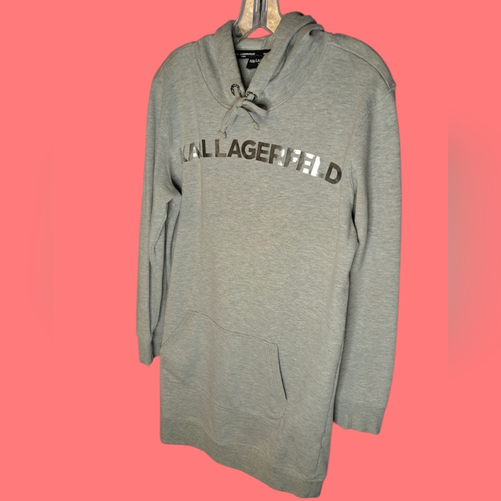 Karl Lagerfeld Silver Logo Gray Hoodie